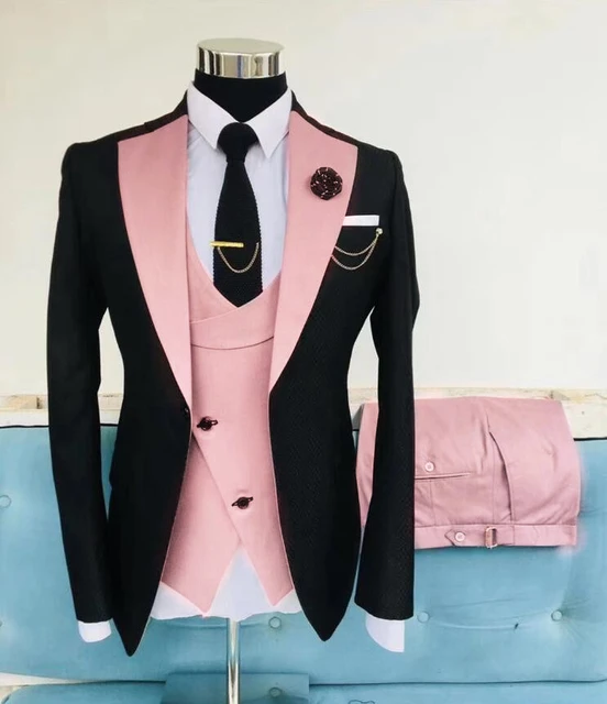 Pink Wedding Suits For Men Slim Fit 2023 Hot Prom Groom Custom