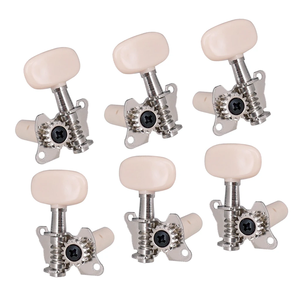 Acoustic Guitar Machine Heads Tuning Keys Pegs String Tuners White Handle