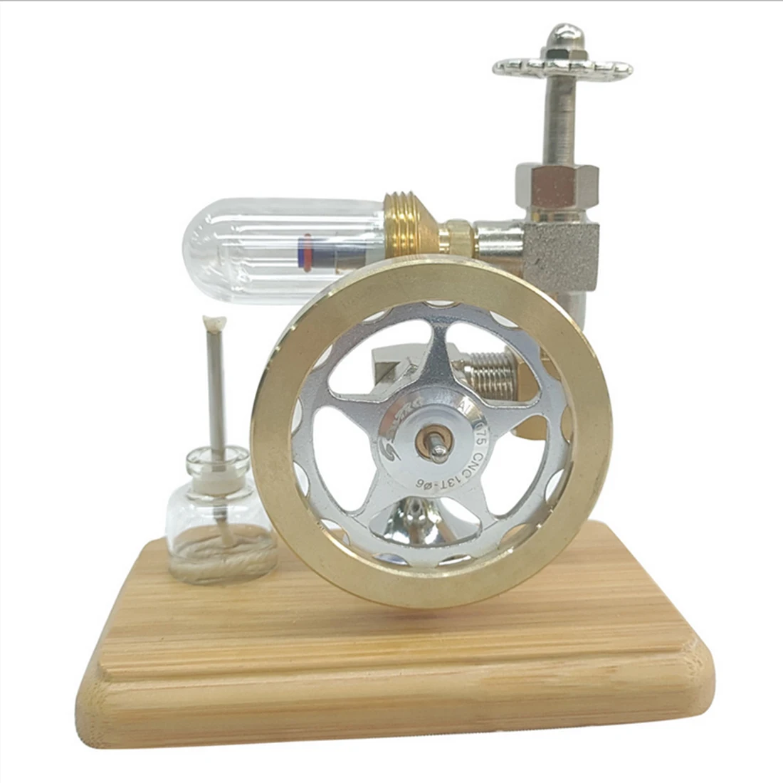 

1pcs Small DIY Stem Adjustable Speed Free Piston Stirling Engine Model With Wooden Base