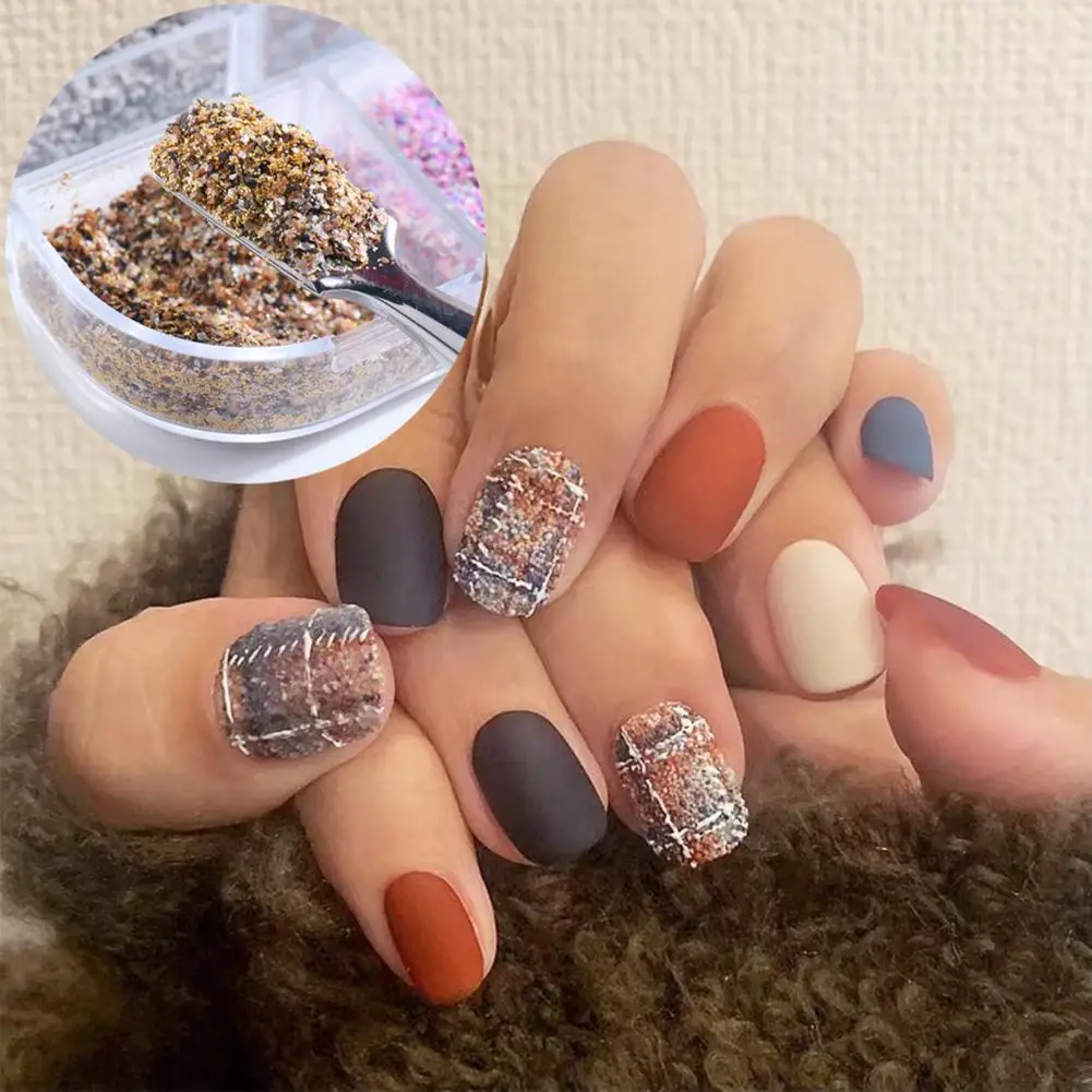 Winter Woolen Nails Powder Knit Weave Grain Effect Mixed Color Sand Pigment Dust Manicure Nail Art Glitter Decoration