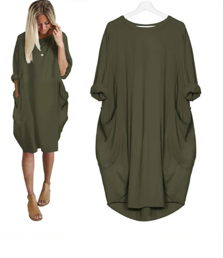 Винтажное рождественское платье с карманами, мешковатое платье с длинными рукавами, размер d, с рисунком оленя, чем с принтом сердца, размера плюс, свободная повседневная одежда
