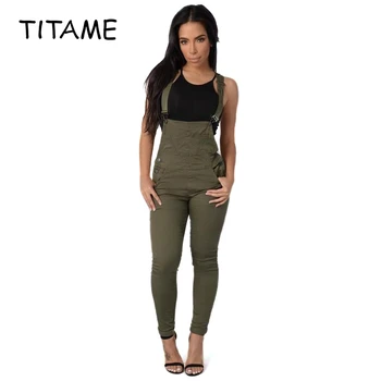 

TITAME Overalls Women Slim Fit Denim Jumpsuits Casual Long Trousers Pencil Pants Female Wide Leg Rompers Denim Overall Plus Size