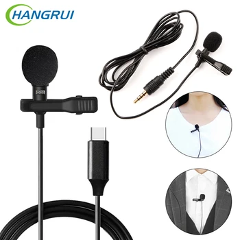 

HANGRUI Mini Lapel Clip On Mic Condenser Microphone Voice Recorder Use Type-C/3.55mm Plug For iPhone Samsung Xiaomi Mobile Phone