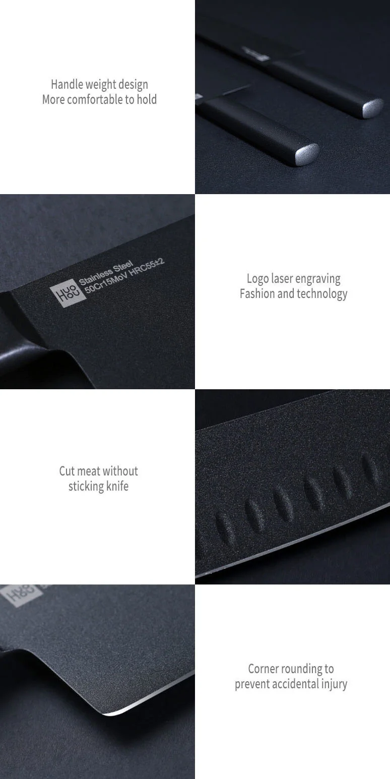 Xiaomi Mijia Cool Black Non-Stick Knife Stainless Steel Knife Set