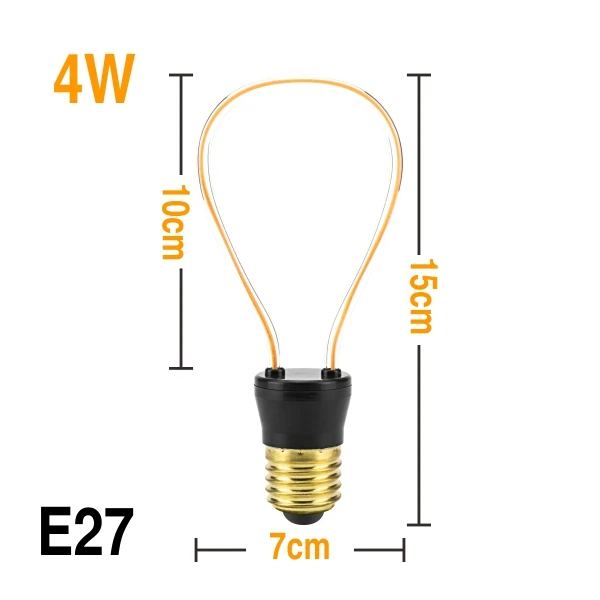 JH P 220V Ретро светодиодный светильник Эдисона E27 220V мягкая нить лампа Ampoule освещение лампа накаливания промышленное украшение для бара кафе - Цвет: JH P 220V