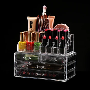 

Ladies Acrylic Transparent Makeup Storage Box Storage Box Makeup Brush Storage Box Household Drawer Cotton Swab Stick Storage Bo