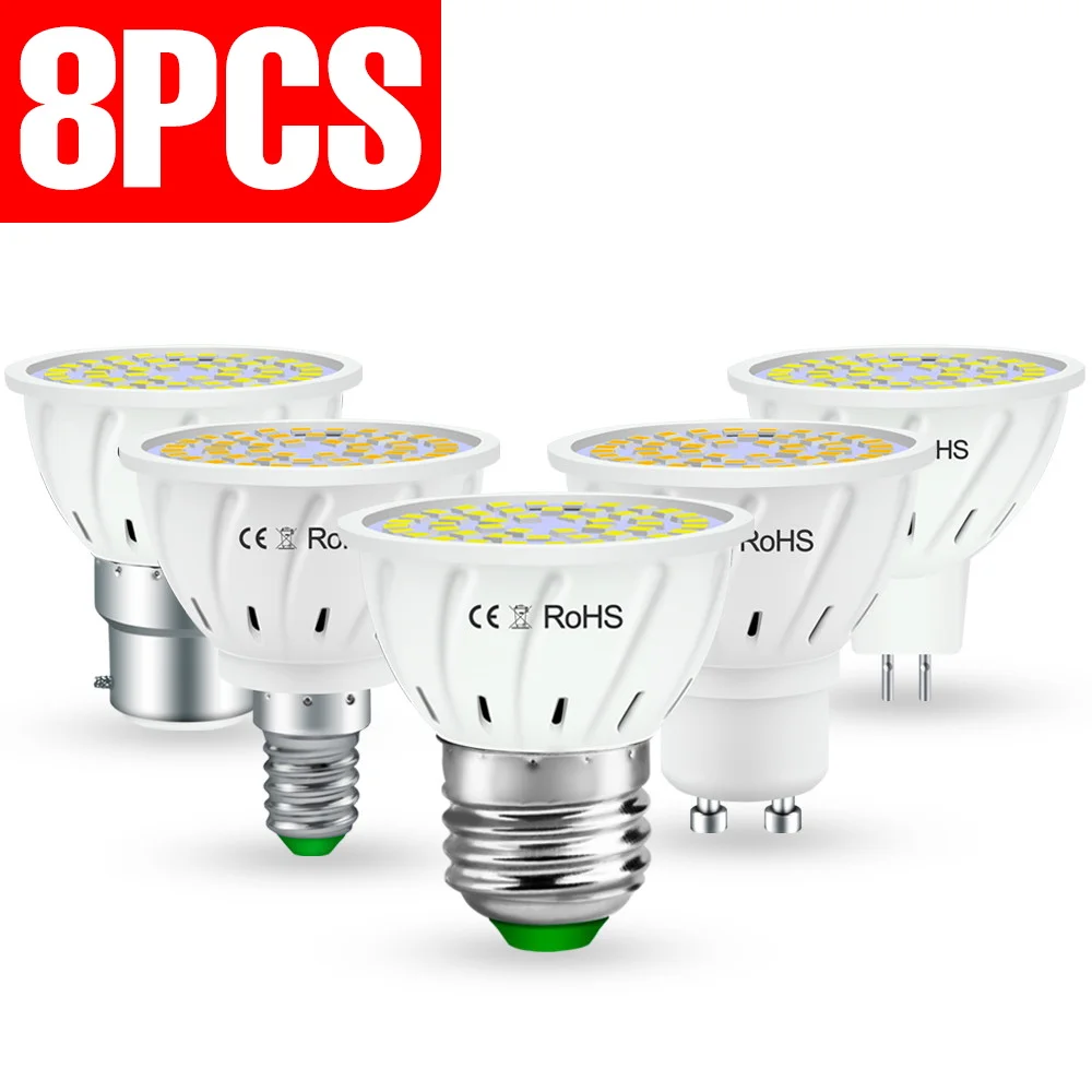 8PCS LED Bulb E27 220V GU10 Lampada LED MR16 Lamp 5W 7W 9W E14 Spot Light B22 LED Energy Saving Lamp 2835 Corn Bulb For Ceiling