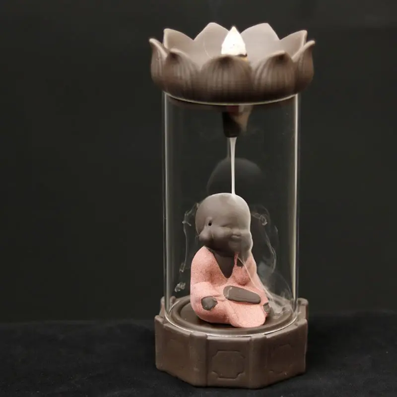 Керамический, с обратным потоком ладан горелка рефлюкс стеклянная крышка ручной работы Будда потайное декоративное украшение для дома ремесла