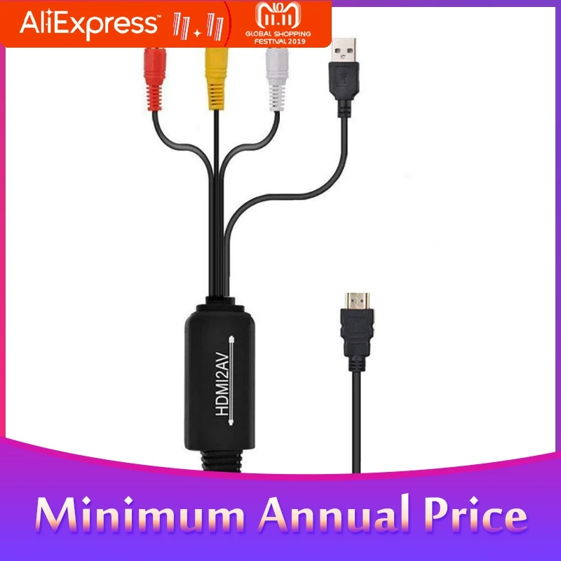

2020 New Arrival 1.8M (6.1ft) 1080P HDMI to AV Converter 3RCA CVBS Converter HDMI to Composite AV Converter Adapter r15
