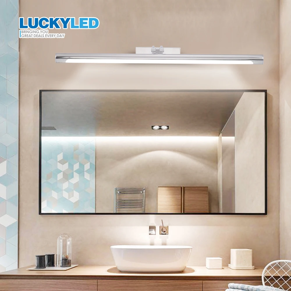 LUCKYLED настенный светильник для ванной комнаты, зеркальный светильник 12 Вт 55 см, переменный ток 90-260 В, водонепроницаемый настенный туалетный светильник, винтажный настенный светильник