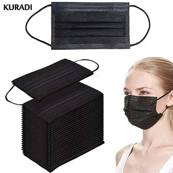 

3Layers Black Mask for Mouth Disposable Face Mask Filter Protection Anti-dust Earloop Activated with Meltblown Cloth White 50pcs