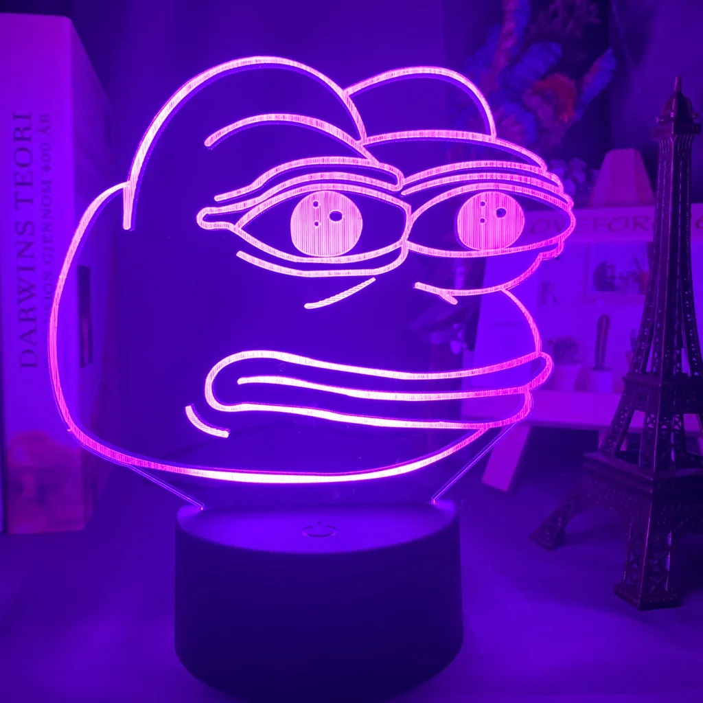 3d иллюзионный светодиодный ночной Светильник Pepe The Frog Sad Frog, настольная лампа для детей, декор для детской спальни, Ночной светильник, классный друг, подарок на день рождения