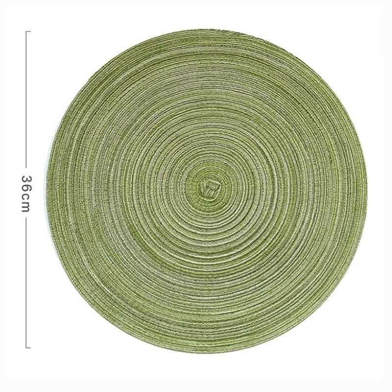 Green 36cm Подстаканник Настольный коврик рами изоляционный коврик твердый круглый дизайн подстилки льняные Нескользящие кухонные аксессуары - Цвет: Green 36cm