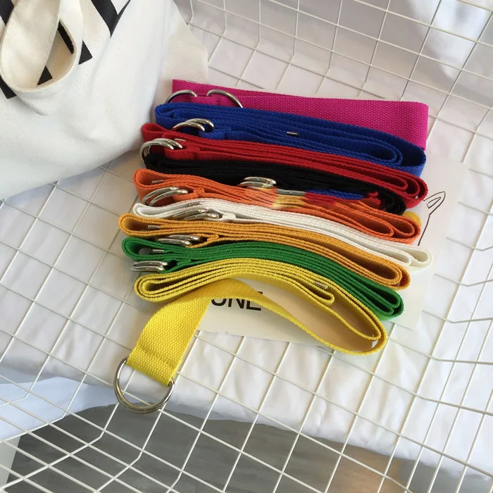 Colle Store женский ремень Харадзюку женский однотонный холщовый ремень модный двойной ремень с пряжкой и кольцом удлиненный