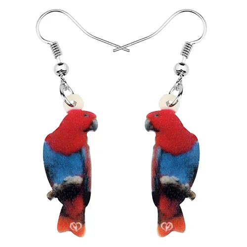WEVENI акриловые Eclectus Parrot серьги с птицами Висячие капли новые украшения со стразами в виде животных для женщин девочек подростков вечерние подарки аксессуар - Окраска металла: Multicolor