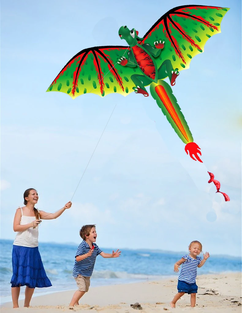 Высококачественный 3D Однолинейный зеленый дракон змеи спортивный пляж с ручкой и веревкой легко летают