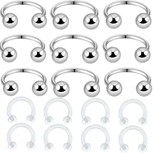 2 шт. Нос Кольца для пирсинга перегородки носа кольца для губ сосок, бровь кольца для мочки уха серьги-кольца в форме подковы пирсинг уха для Для женщин Для мужчин Сталь, ювелирное изделие для тела