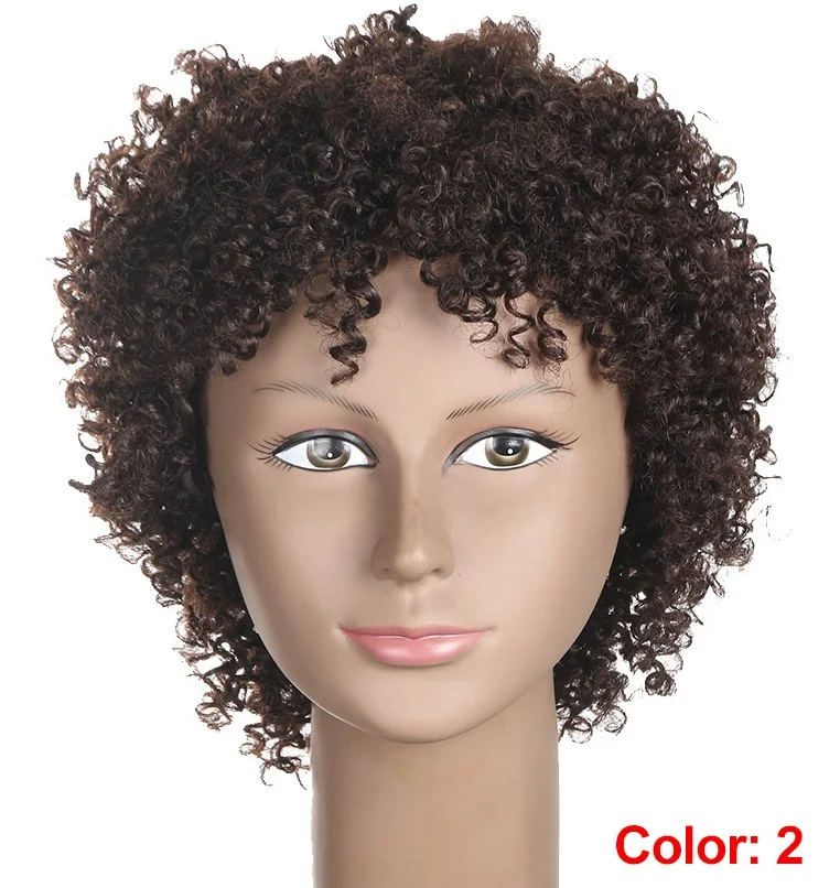 Lekker парики Pixie кудрявые волосы человеческие волосы парики бразильские Remy человеческие волосы машина сделал короткие парики для женщин больше цветов выбор - Цвет волос: #2