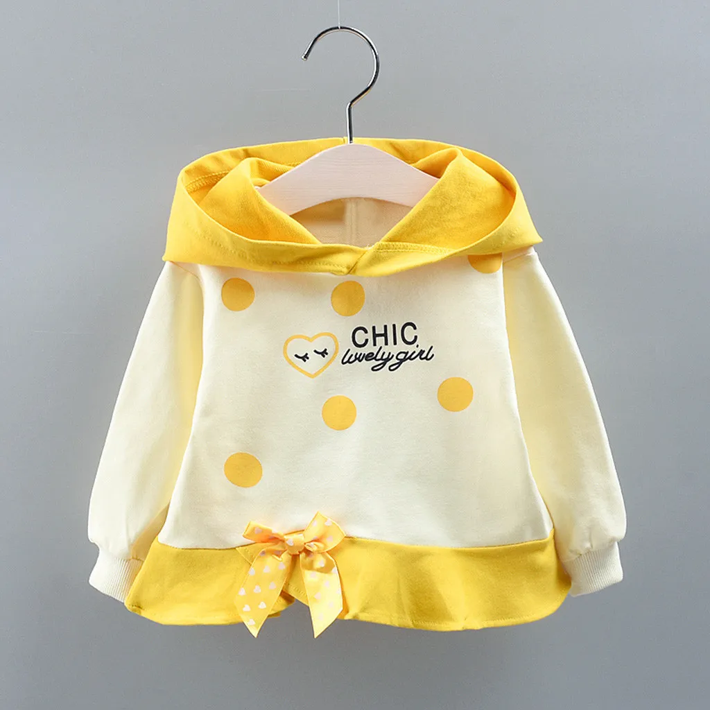 Корейский стиль, Детская толстовка с капюшоном зимняя детская рубашка для маленьких девочек одежда для малышей хлопковая милая лента, одежда с принтом, l5010918 - Цвет: YE
