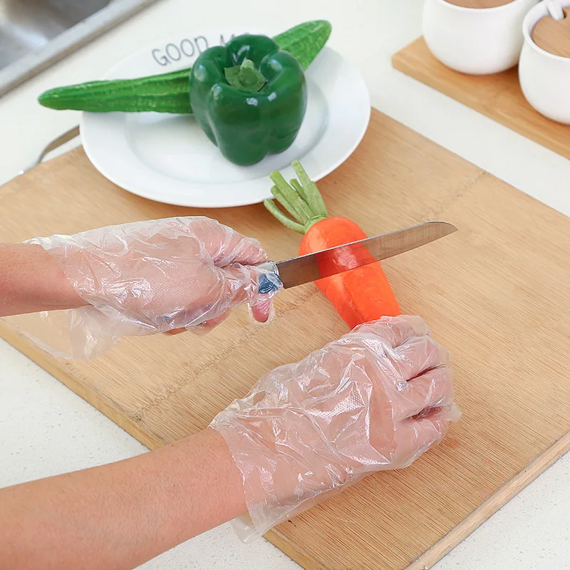 100pcs Plastic Disposable Gloves Transparent Eco-friendly Gloves for Kitchen Catering Hygiene Restaurant BBQ Fruit Supplies