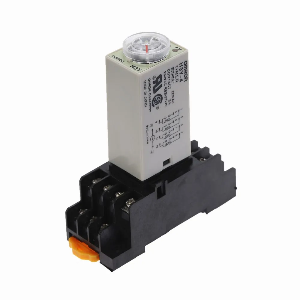 1 шт. H3Y-4 таймер задержки Реле времени AC220V 110 V/DC12V 24V 0-1 SEC 14 Pin с базой