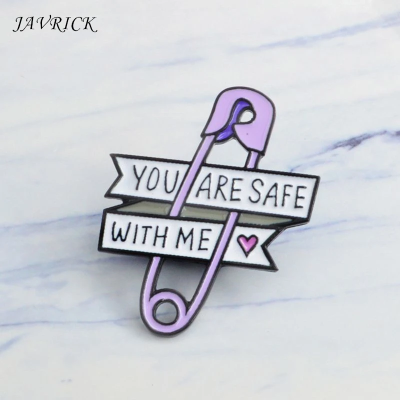 

Cartoon Mini Pins Brooch YOU ARE SAFE WITH ME Badge Enamel Lapel Pin Cute Dresses Hat Scarf Decor Accessory
