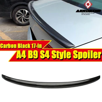 

For Audi A4 B9 S4 Style Carbon Fiber Rear Spoiler Trunk Boot Tail Lip Wing Splitter styling rear bumper wings Spoiler 2017-in