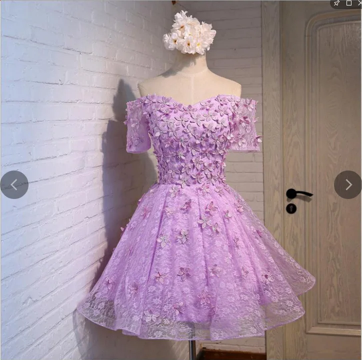 BacklakeGirls Vestidos Para Graduacion V образным вырезом с открытыми плечами короткими рукавами трапециевидной формы 3D цветок мини-платья на выпускной вечер