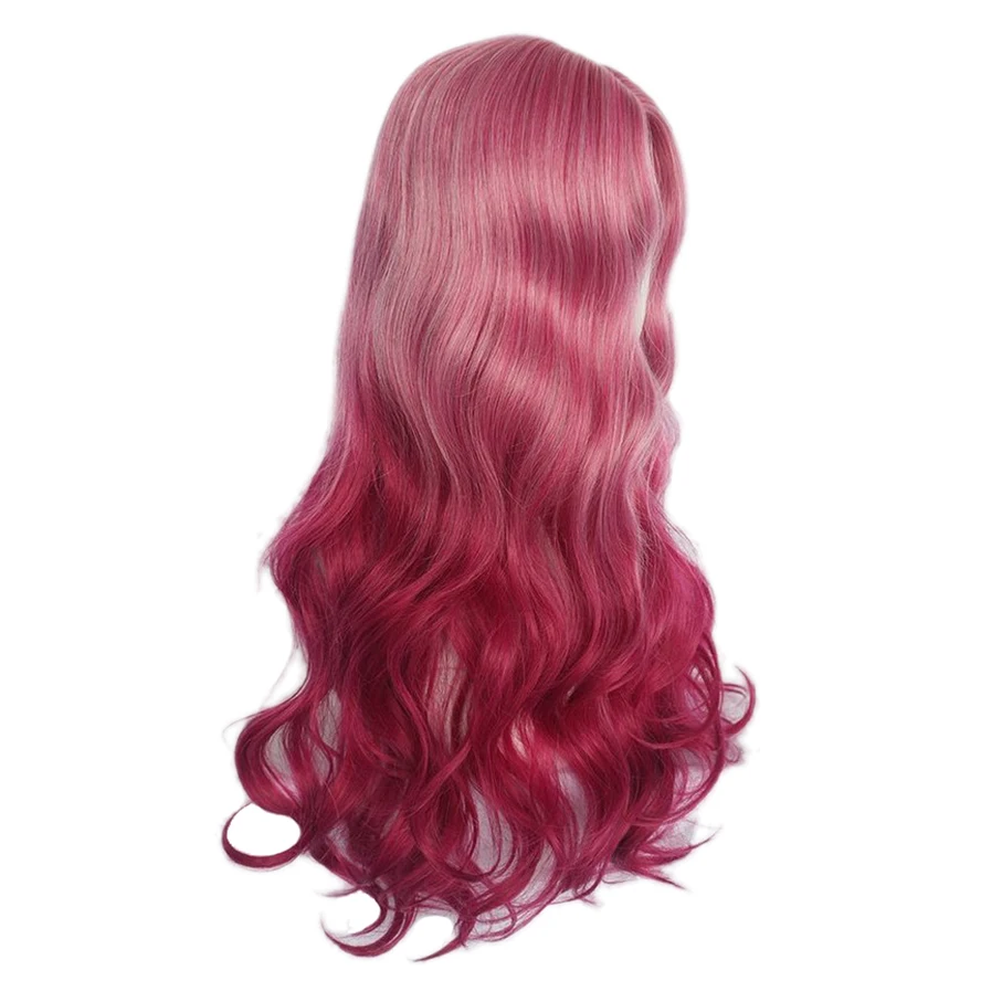 Similler розовый с красной подсветкой центральный пробор Длинные Синтетические парики для женщин Косплей высокая температура волокно кудрявые волосы