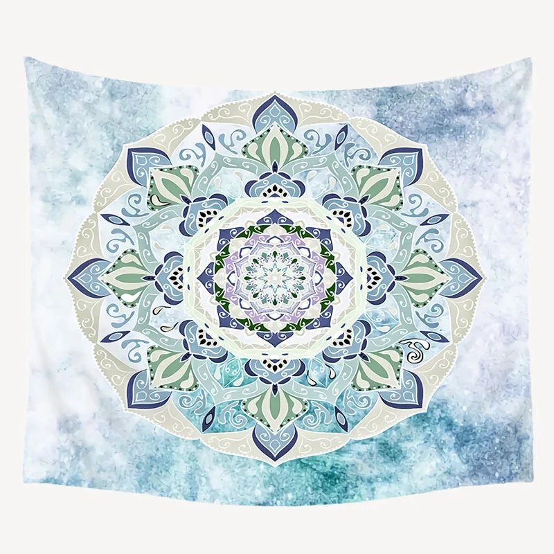 

Cilected Blue Mandala Tapestry Wall Hanging Polyester Thin Section Bohemian Tapestry Wall Decoration Beach Towel Tablecloth
