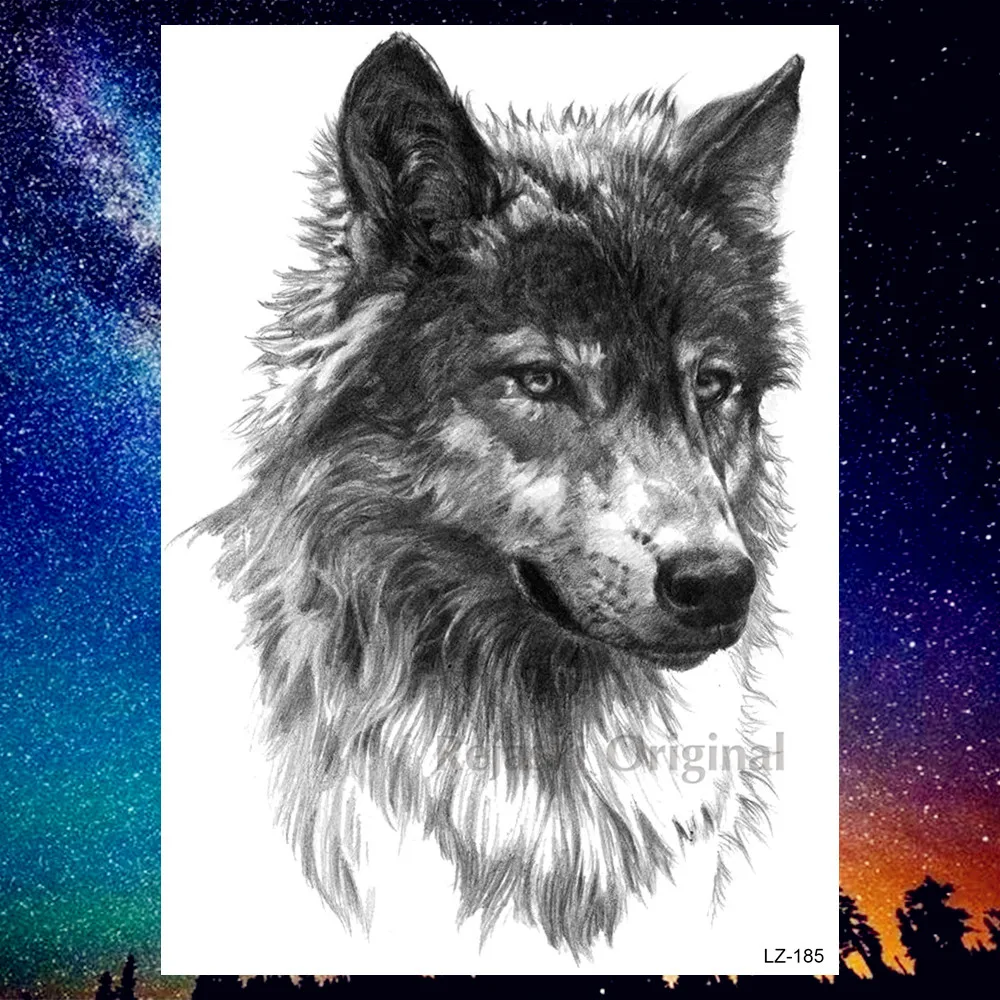 PLZ185 DIY Geometric Wolf Temporary Tattoos For Women Men Body Art Arm Tattoos Sticker Realistic Fake Dreamcatcher Coyote Flower Tatoos - Цвет: PLZ185