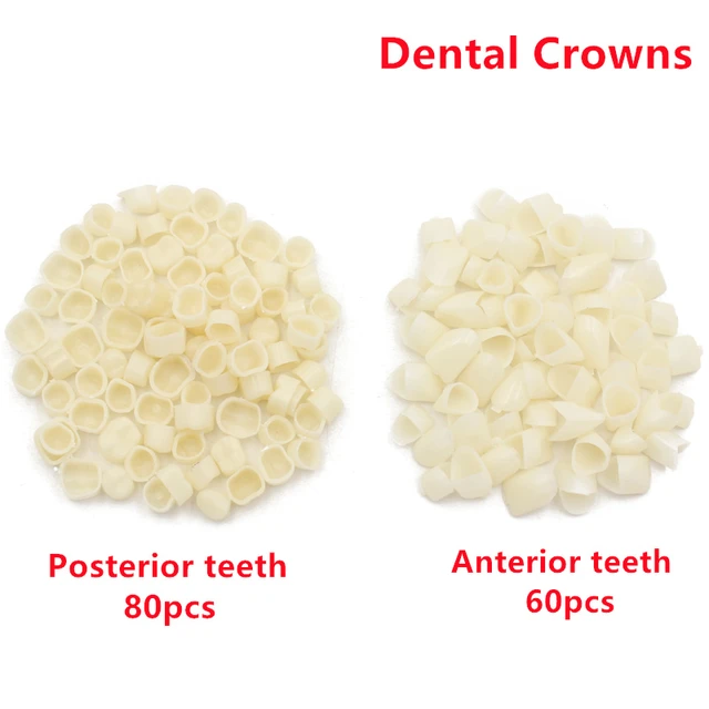 60Pcs/Box Dental Resin Molar Anterior Temporary Crown Porcelain Teeth Caps  Cover