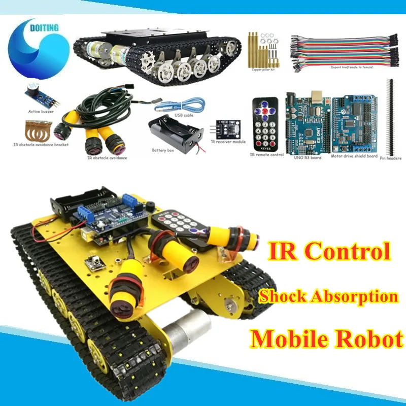 TS100 IR Control Damping  Crawler Tracked Tank Chassis /Shock absorption Car Tank Chassis  with Obstacle Avoidance Phone Control