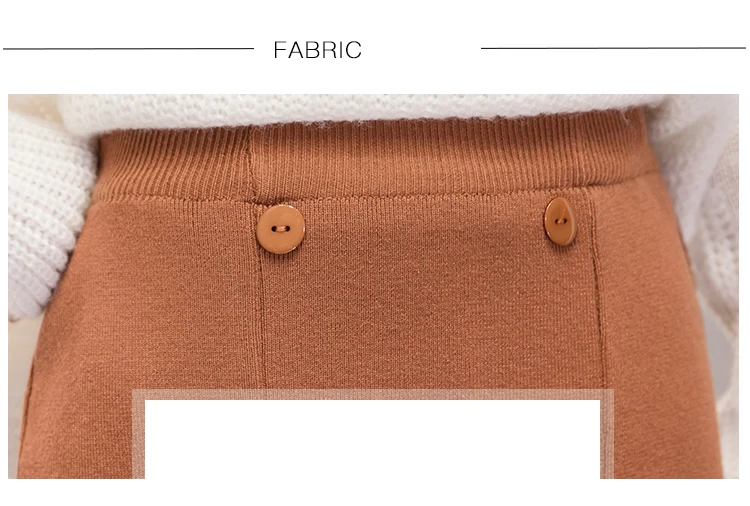 High Waist Stretch Knitted Skirt Women Elegant Double breasted Straight Long Skirts Female Autumn Winter Vintage Pleated Skirt