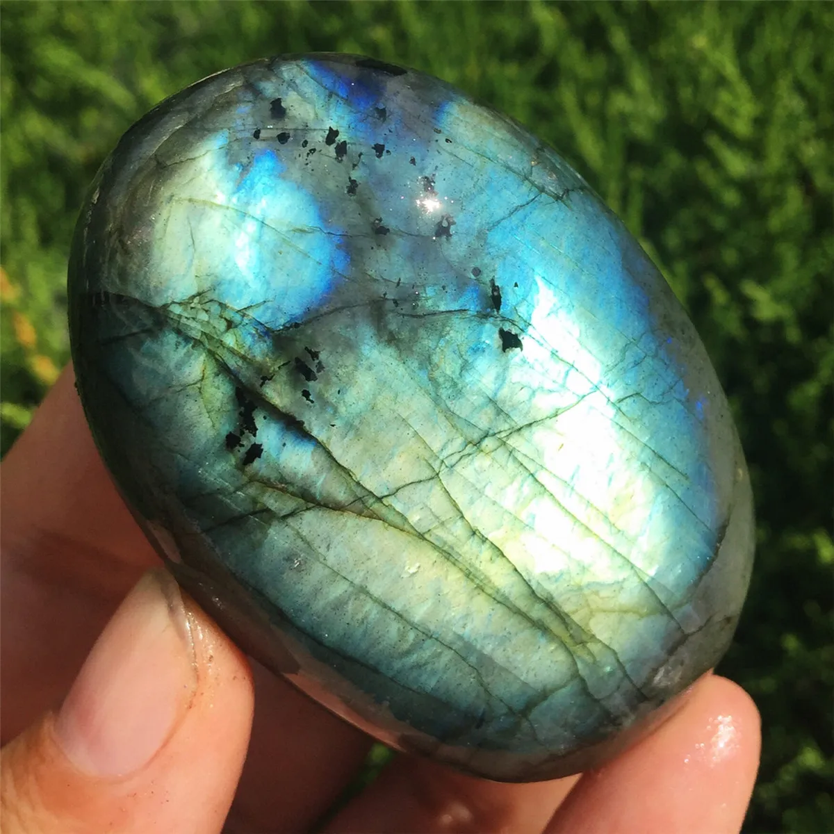 3pcs Colorful Natural Crystal Moonstone Raw Gemstone Polished Quartz Labradorite Moonlight Palm Stone Healing Decoration Crafts