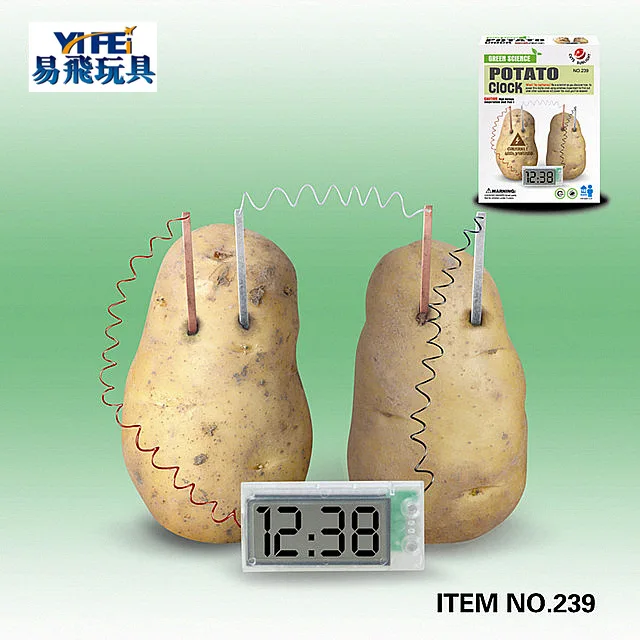 

239 Creative Novelty Gift Fruit And Vegetable Power Supply Potato Clock Power Generation Energy with Numbers Clock Power Generat