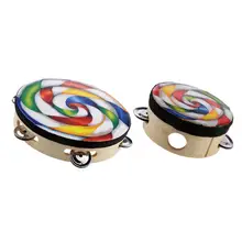 2 шт ручной Тамбурин барабан круглый ударный игрушечный музыкальный инструмент для детей