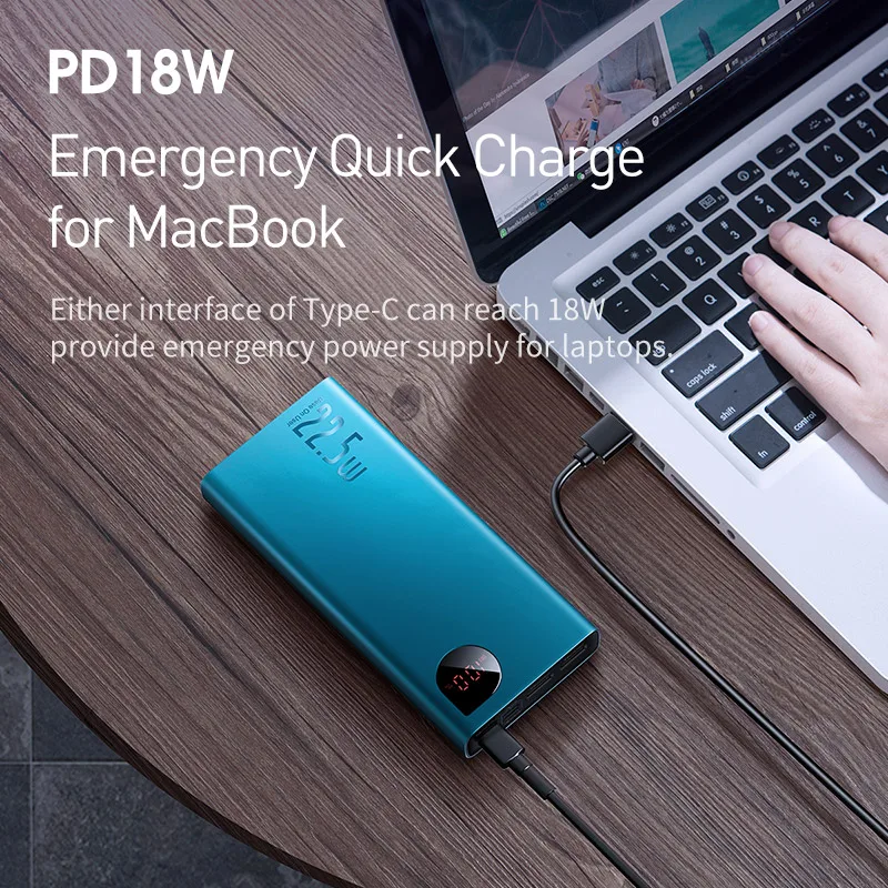  Baseus 20000mAh Power Bank USB C PD Quick Charge 30 5A SCP Power Für Huawei Xiaomi iPhone Tragbare 