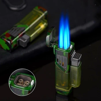 

JOBON Gas Cigar Pipe Lighter 4 Torch Jet Lighter Butane Metal Powerful Windproof Cigarette Lighter Inflate Gadget For Men Gift