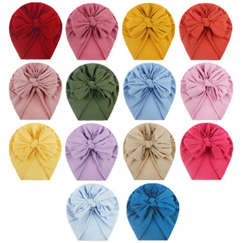 New Fashion Flower Baby Hat Newborn Elastic Baby Turban Hats for Girls 10 Colors Cotton Infant Beanie Cap