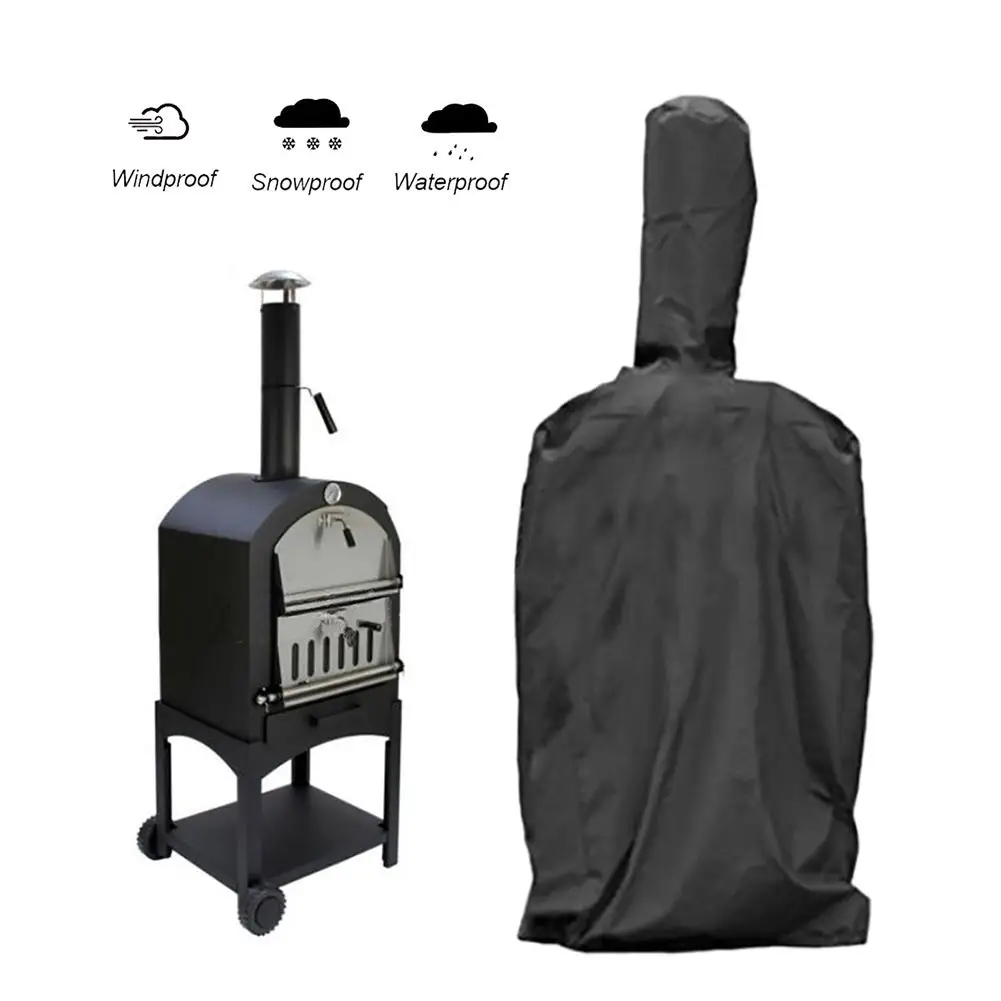 Черный круглый bbq крышка решетки полиэстер водонепроницаемый печь для пиццы крышка садовая мебель дождевик пылезащитный патио мебель