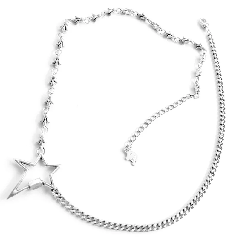 

DBN1316 Korean S925 Sterling Silver retro Star Necklace creative Pentagram Star Pendant