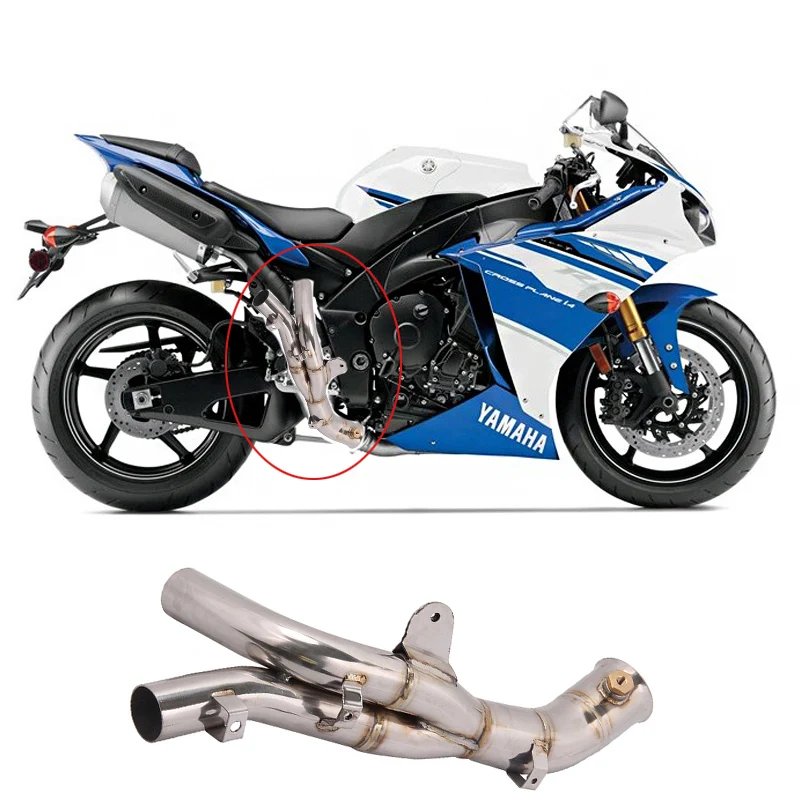 Для 2009- Yamaha R1 выхлопная система средняя труба Замена катализатора кошачий мотоцикл Выхлопная средняя Соединительная труба без шнуровки Модифицированная