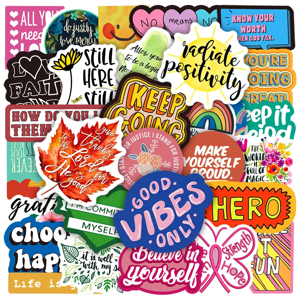 

10/30/50/100Pcs Motivational Phrases Sticker Inspirational Life Quotes Stationery Laptop Study Room Scrapbooking Graffiti Decals