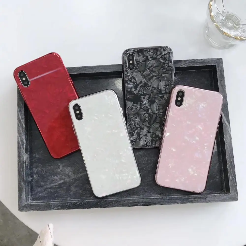 

Shellfish glass phone case for iphoneX XR XS MAX 6 7S 8SPlus Drop-proof cover