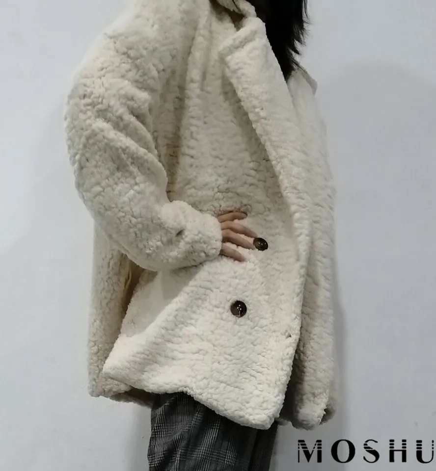 Плюшевое пальто женское зимнее пальто толстые куртки из искусственного меха женские теплые пальто с отворотом с длинным рукавом пушистые удобные с карманами размера плюс