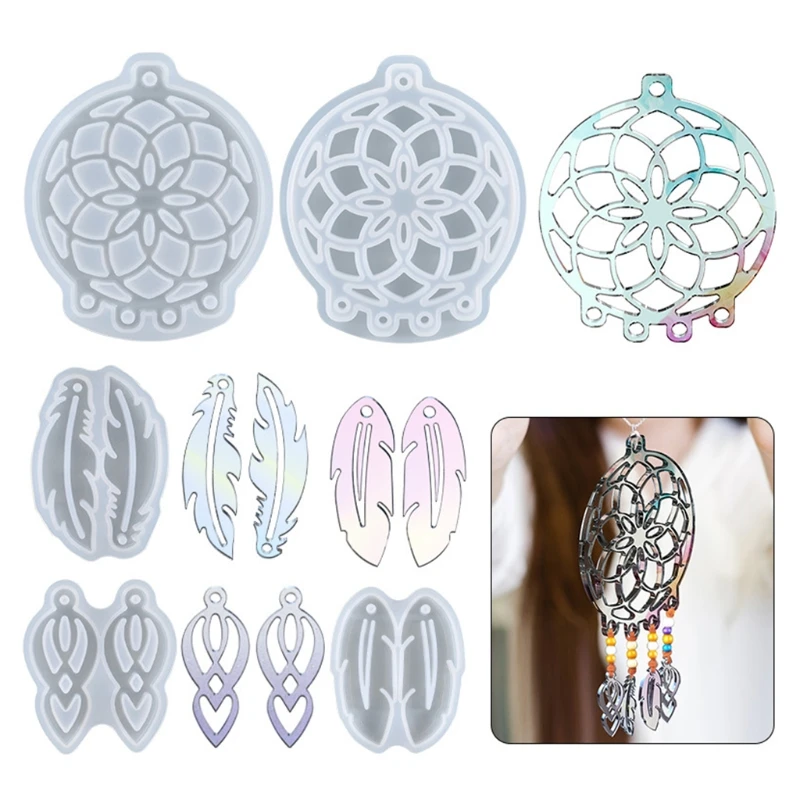 20CF Resin Mold Silicone Dream Catcher Keychain Pendant Feather Leaf Accessory Tool Diy Wall Hanging Art Craft | Украшения и