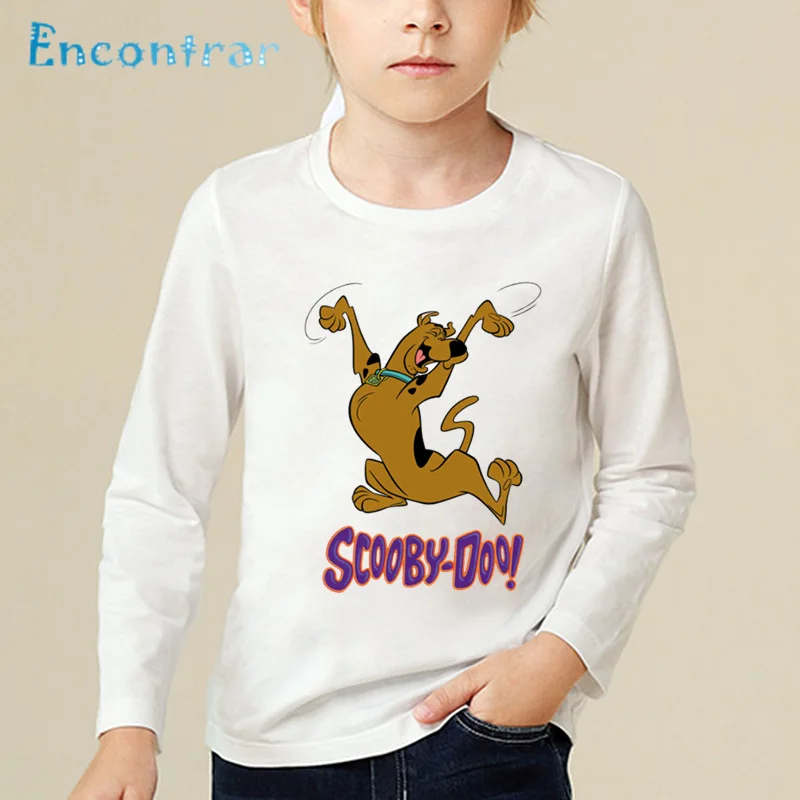 Детская футболка с принтом «Скуби Ду и лохматый тайна» Детские Забавные топы, футболка с длинными рукавами для маленьких мальчиков и девочек LKP5085