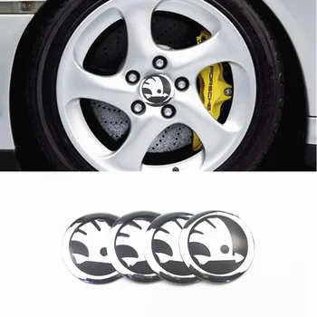

4Pcs Car Accessories 3D Tire Wheel Center Hub Caps Sticker Decals For skoda octavia fabia rapid yeti superb octavia a 5 a 7