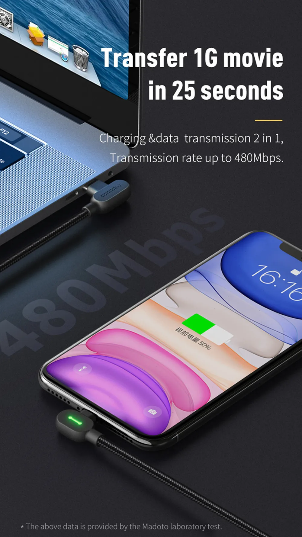 MCDODO 3A USB C кабель для iPhone 36 Вт Светодиодный PD Быстрая зарядка type C зарядное устройство для iPhone 11 Pro X XS XR 8 type-C телефонный кабель для передачи данных